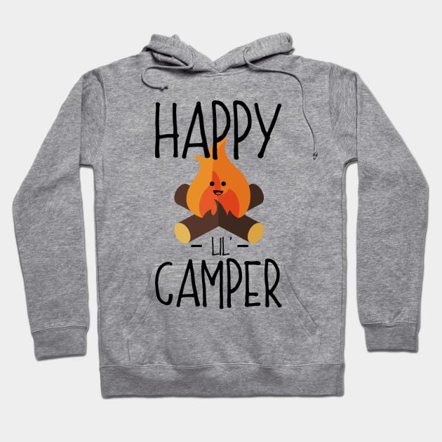 Happy Lil (Little) Camper - Camping Campfire Cartoon Hoodie by PozureTees108